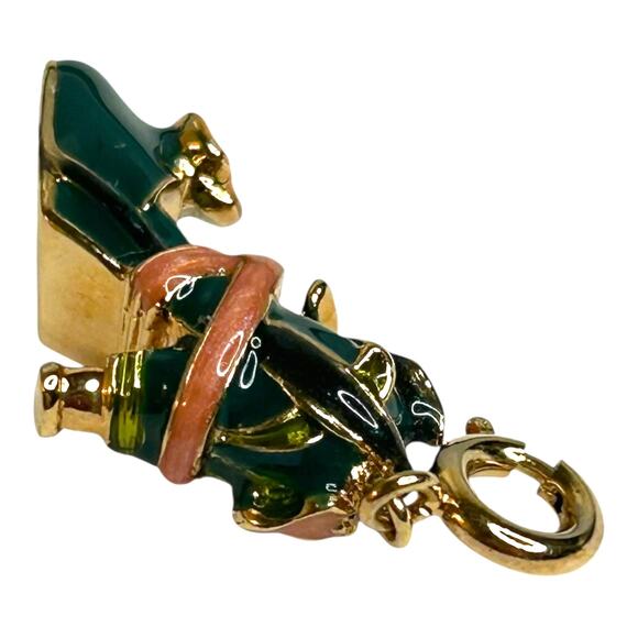 Kenneth Jay Lane (KJL) Calla Lily Enamel High Heel Shoe Charm Green Pink Gold - Picture 7 of 8